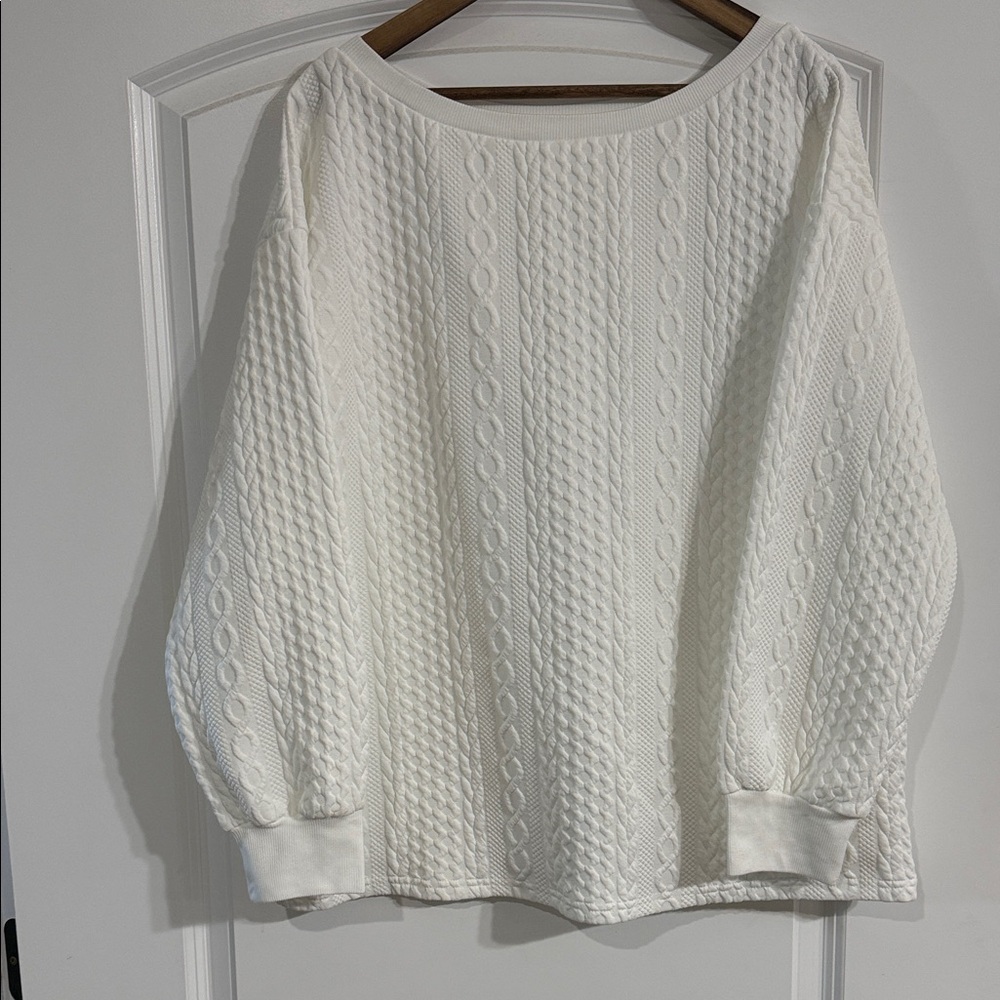 Women's White Cable Knit Sweater